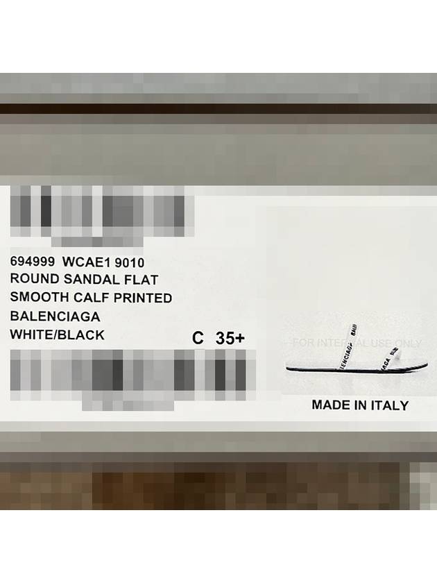 Luxury Balenciaga  Logo Round Slippers White