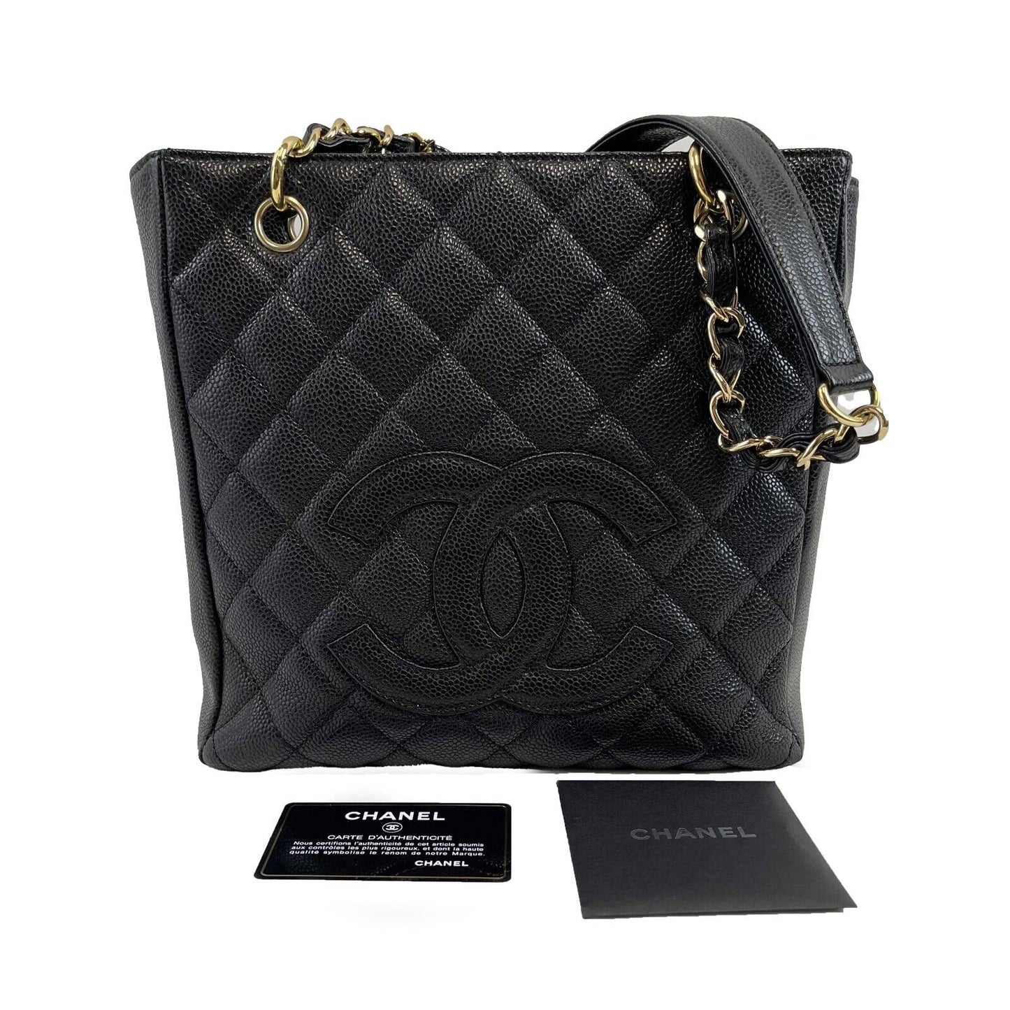 CHANEL Excellent Petite Shopping Tote Caviar PST 2016 Black Handbag