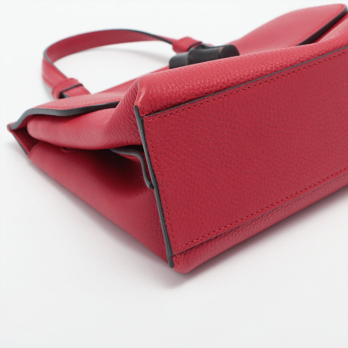 Gucci Bamboo  Leather 2WAY Handbag Red 370831
