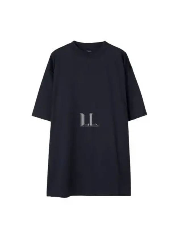 Luxury Balenciaga  Cotton Crew Neck Short Sleeve T-Shirt Navy