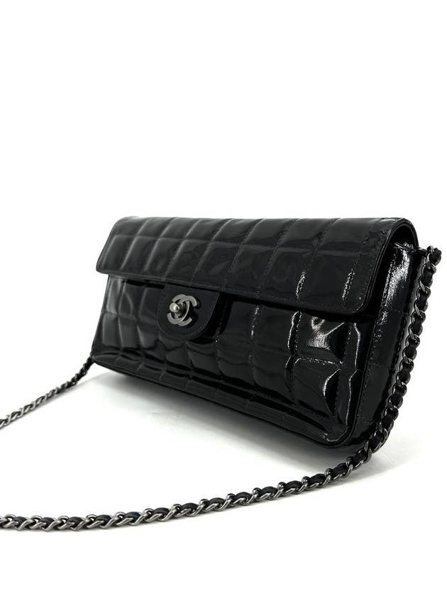 Patent chocolate bar shoulder bag Chanel