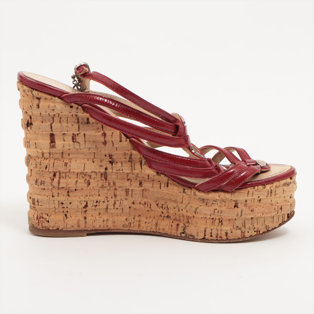 Chanel Patent Leather Sandal 35 1/2  Red Ride