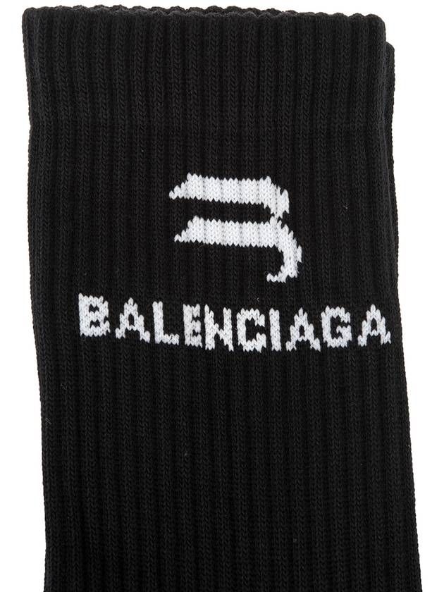 Luxury Balenciaga  Logo Ribbed Cotton Socks Black