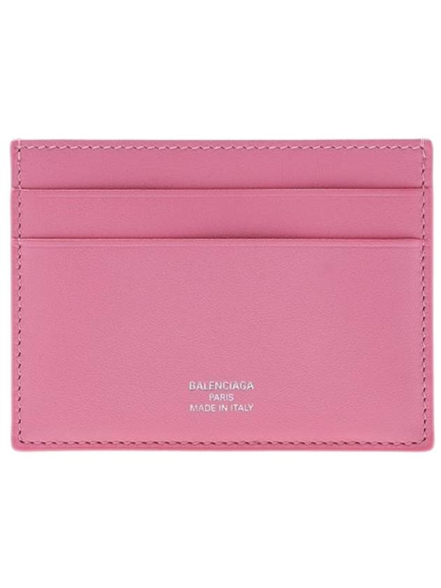Luxury Balenciaga  Logo Calfskin Card Wallet Pink