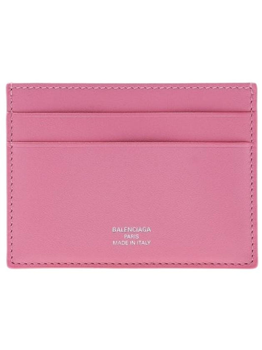 Luxury Balenciaga  Logo Calfskin Card Wallet Pink