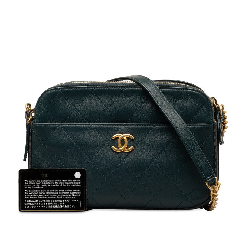 Chanel Matrases Coco Mark Chain Shoulder Bags Green Leather   Chanel