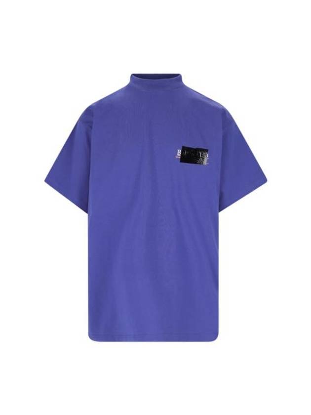 Luxury Balenciaga  Gaffer Political Campaign Short Sleeve T-Shirt Blue