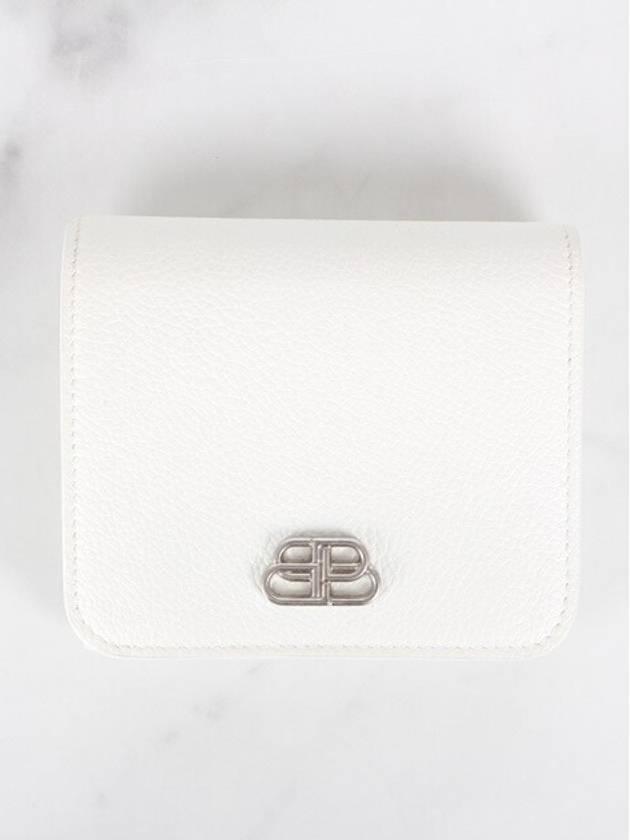 Luxury Balenciaga  BB silver bi fold wallet white