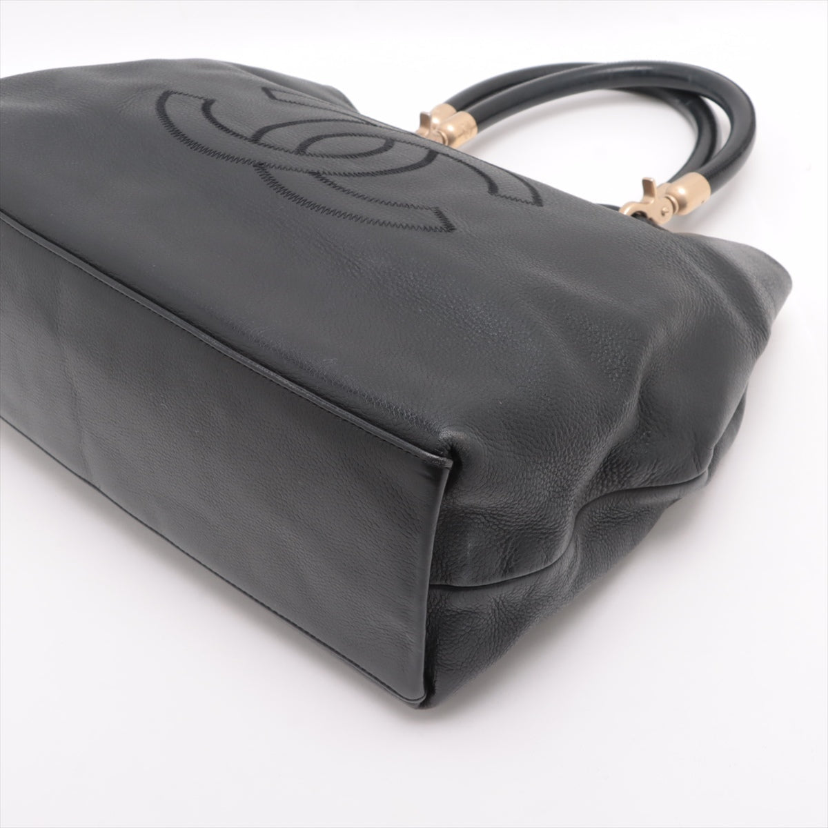 Chanel Coco Caviar S Tote Bag Black Gold  8th