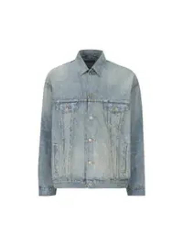 Luxury Balenciaga  Paris Tropical Denim Jacket Blue