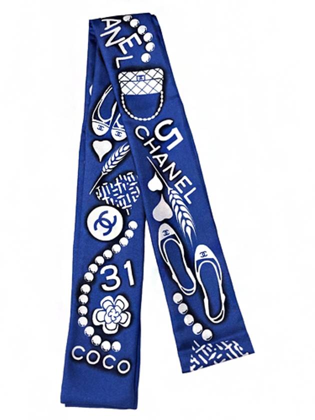 Ballerina Silk Twilly Slim Bandeau Scarf Navy Chanel