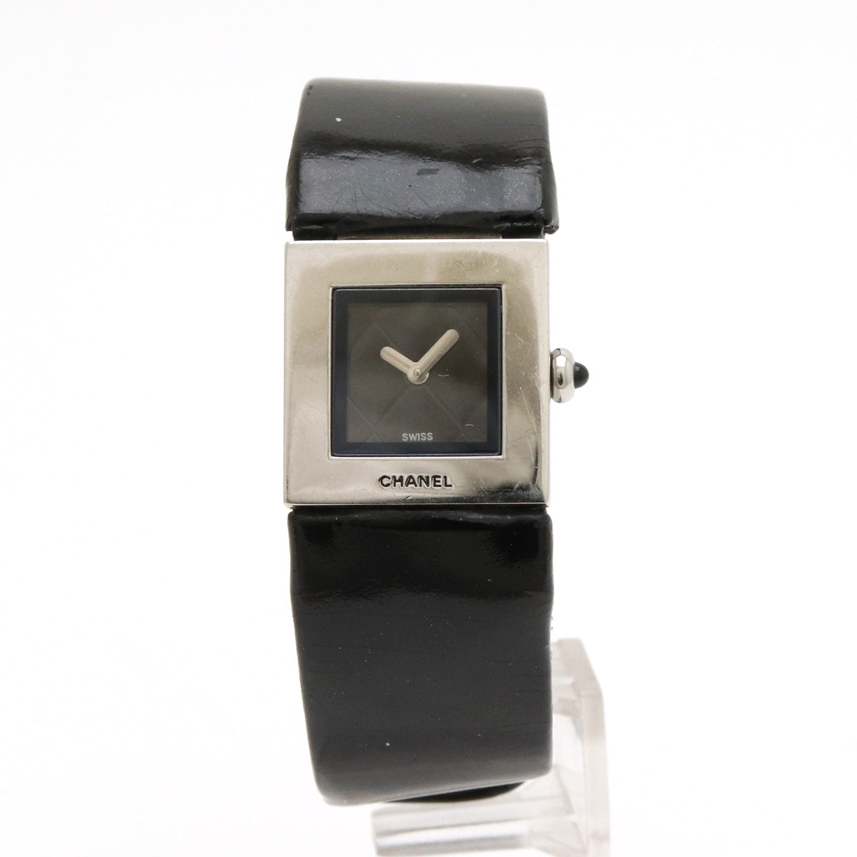 Chanel Matrasse SS Emmeline Leather Belt Black   Quartz Watch H0116