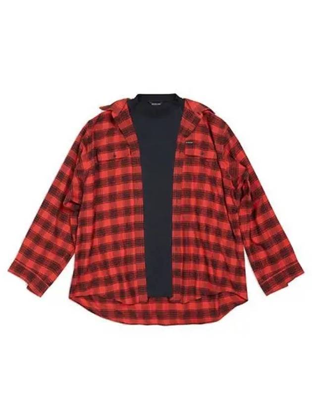 Luxury Balenciaga  Trompe L'Oeil Long Sleeve Shirt Red