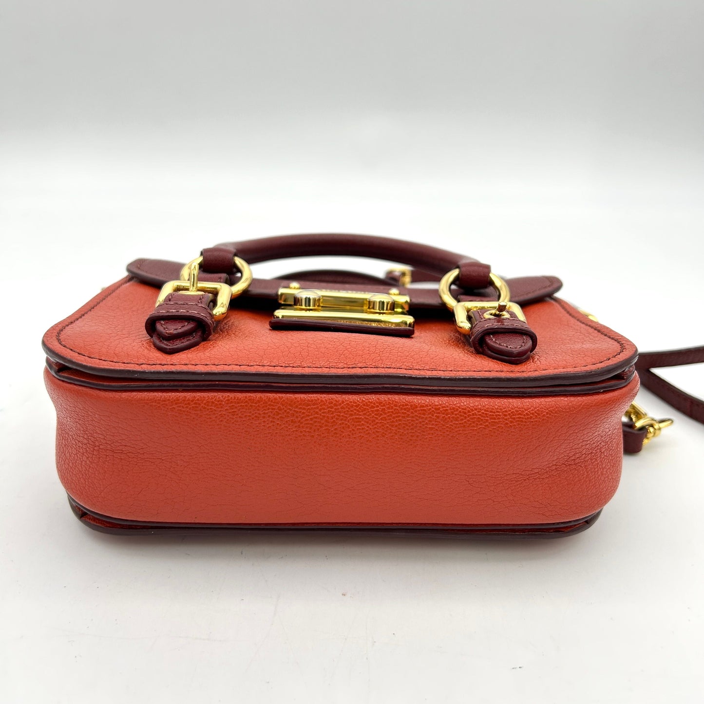 MIU MIU Goatskin Madras Crossbody Bag Mandarino Rubino LA10121