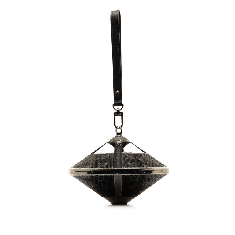 Louis Vuitton Monogram Horizon Lighting Speaker Obje QAC000 Gummetal Black Stainless Leather Men LOUIS VUITTON