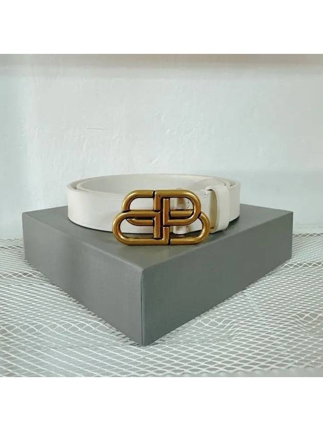 Luxury Balenciaga  BB Buckle Belt White