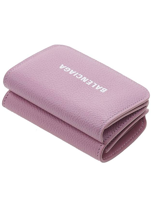 Luxury Balenciaga  Logo Tripold Leather Half-Wallet Pink