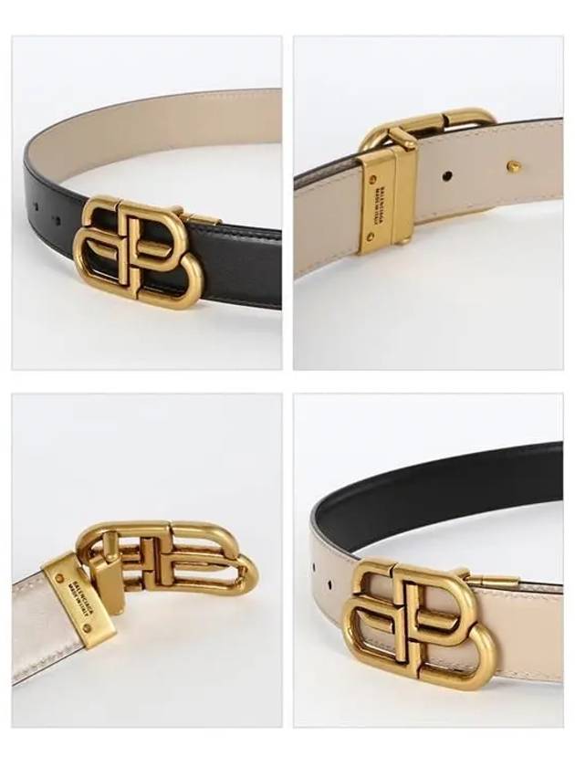 Luxury Balenciaga  BB Logo Double-Sided Belt Black