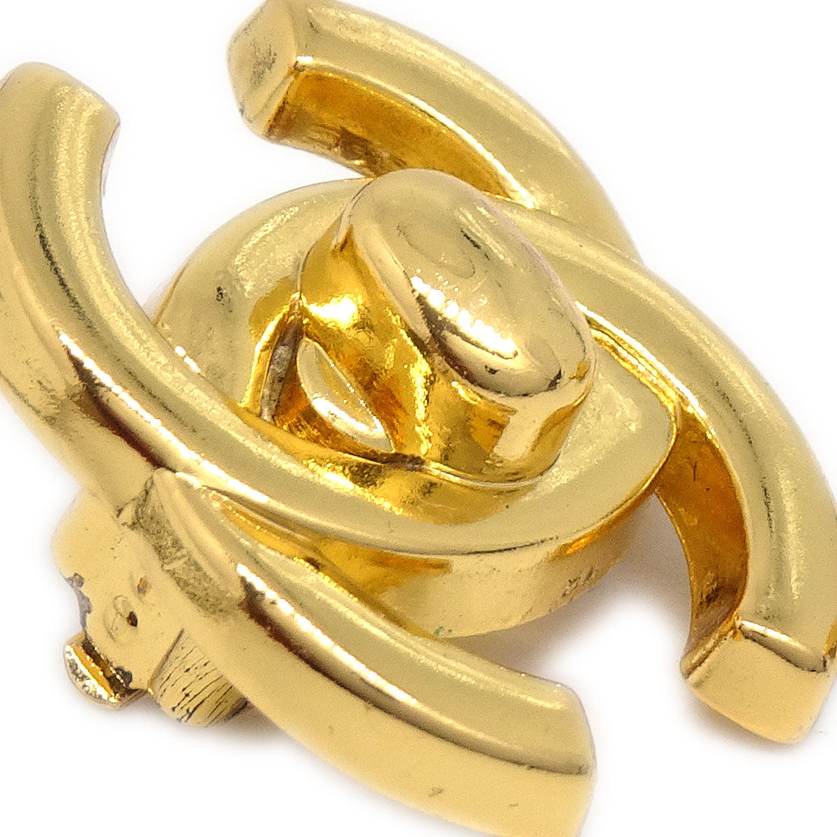 CHANEL 1996 Turnlock CC Earrings Small