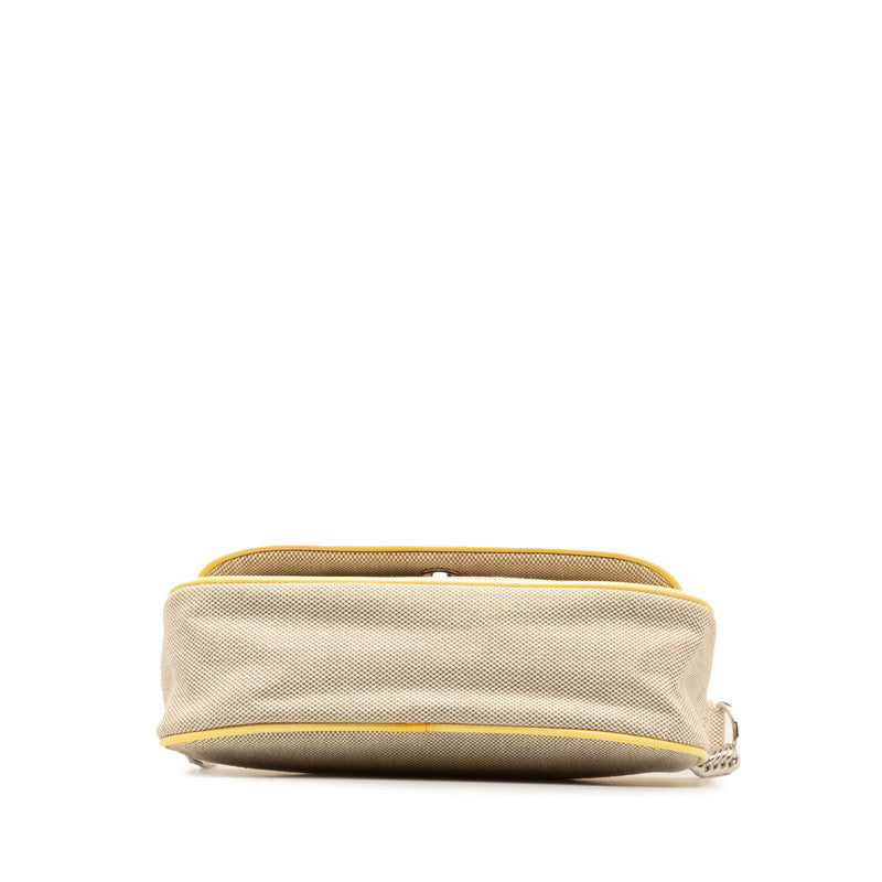 Chanel None.5 Camellia Chain One-Shoulder Bag Yellow Gr Canvas Patent Leather  Chanel