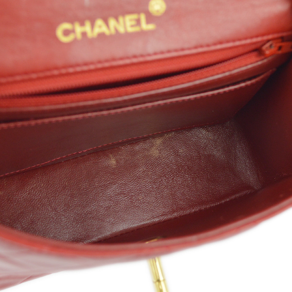 Chanel Red Lambskin Mini Classic Square Flap Shoulder Bag 17