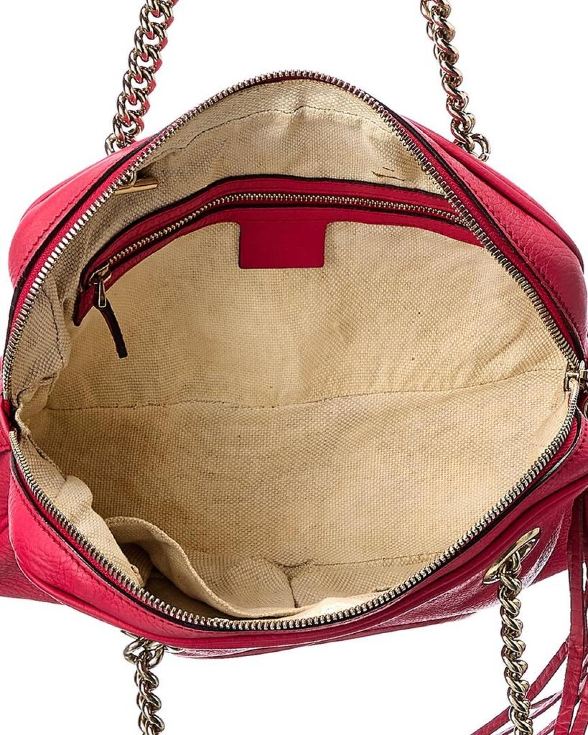 Gucci Red GG Canvas & Leather Chain Soho Tote ( )