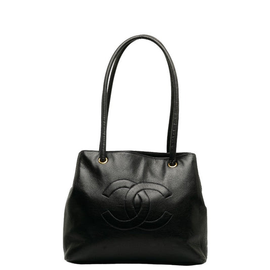 Chanel Cocomark  Bag houlder Bag Black Leather Lady Chanel