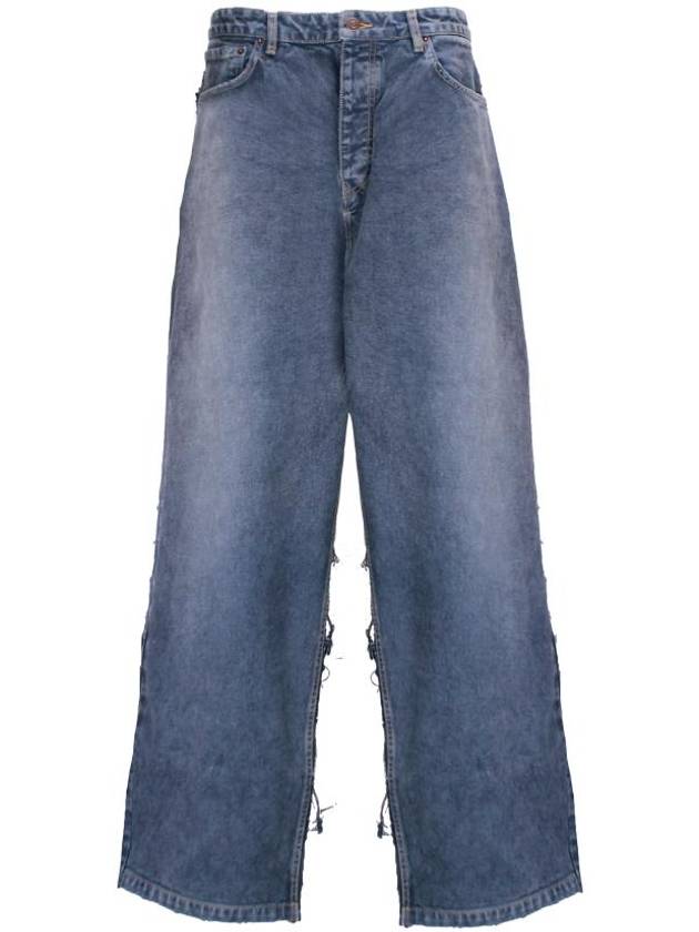 Luxury Balenciaga  Wide Leg Panelled Jeans Blue