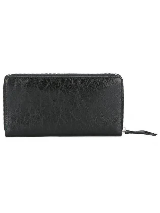 Luxury Balenciaga  Classic Motor Silver Zipper Around Long Wallet Black