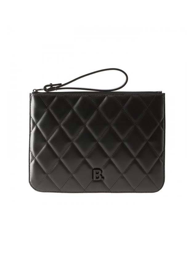Luxury Balenciaga  B Logo Strap Clutch Bag Black