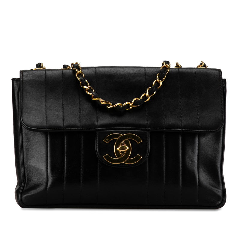Chanel Mademoiselle Coco Double Flap Chain Shoulder Bag Black G   CHANEL