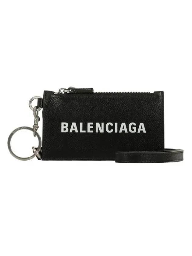 Luxury Balenciaga  Cash Keyring Card Case Black Silver