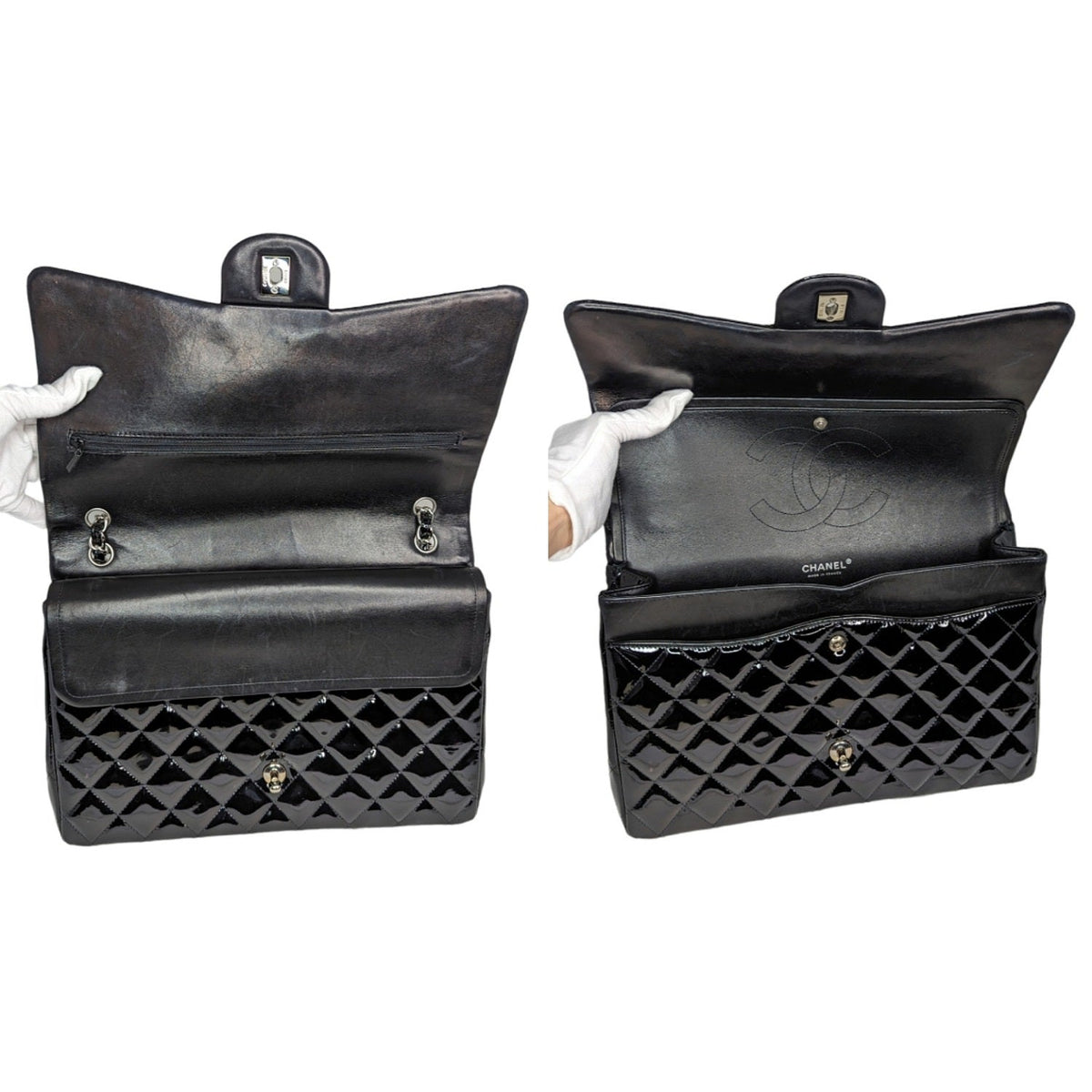 Chanel Patent Quilted Maxi Classic Double Flap Black