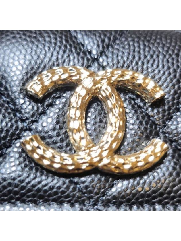 Gold Hardware Flap Grain Shiny Calfskin Card Wallet Black Chanel