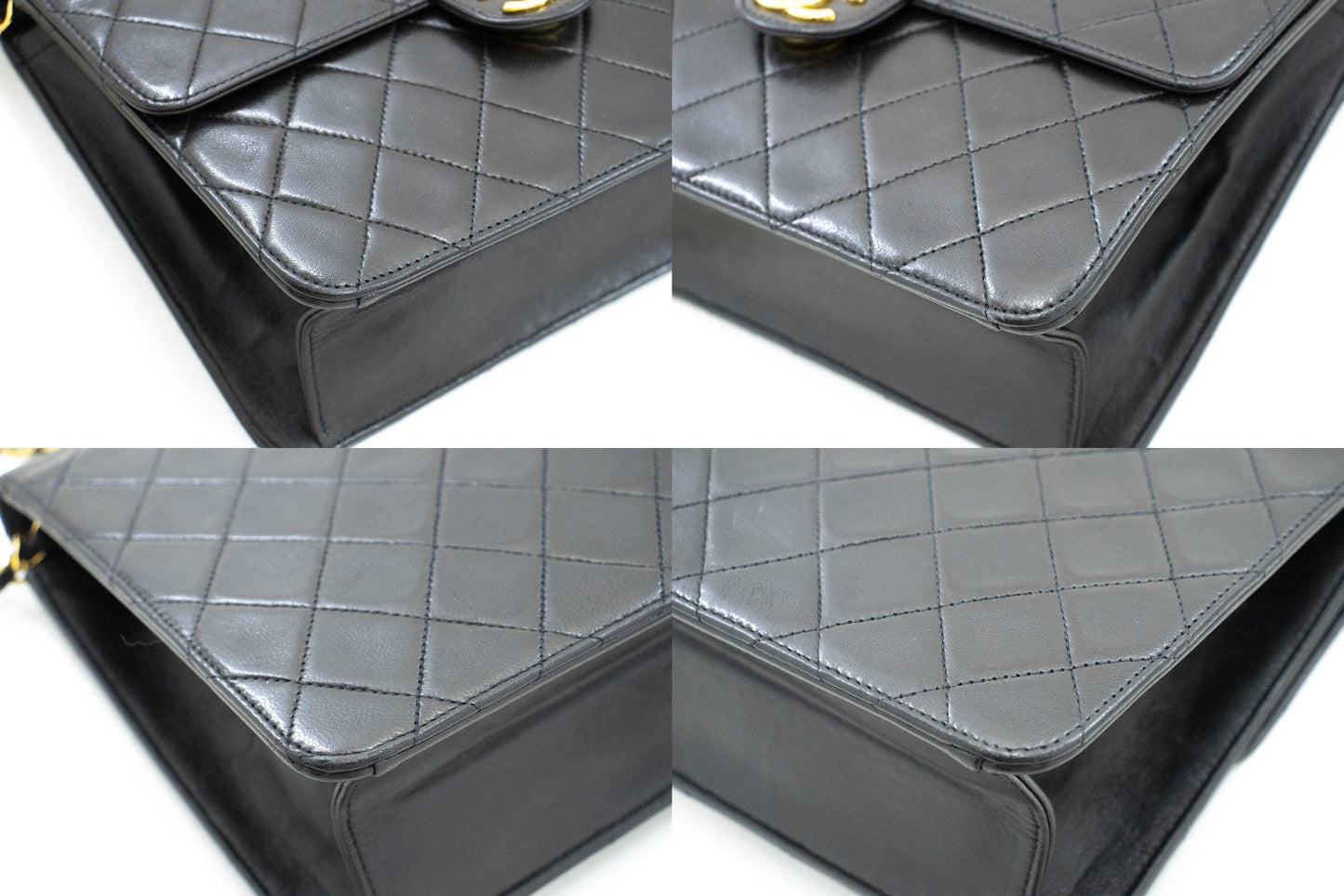CHANEL Small Chain Shoulder Bag Clutch Black Quilted Flap Lambskin