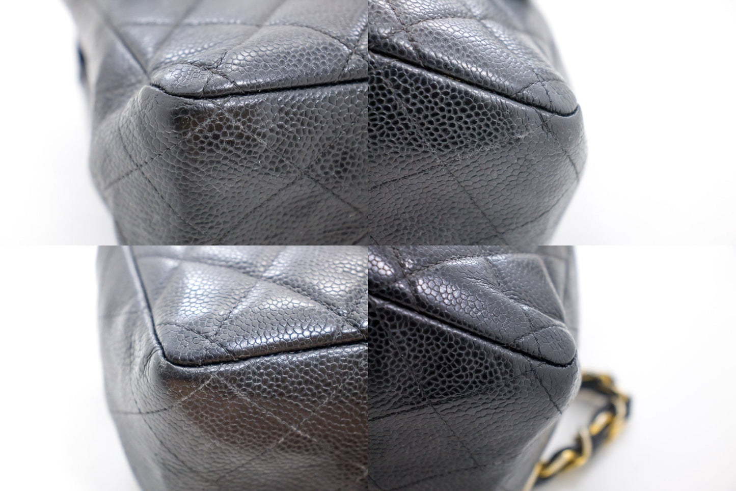Top Quality Chanel Jumbo Caviar 11" Large Chain Shoulder Bag New Black Quilt