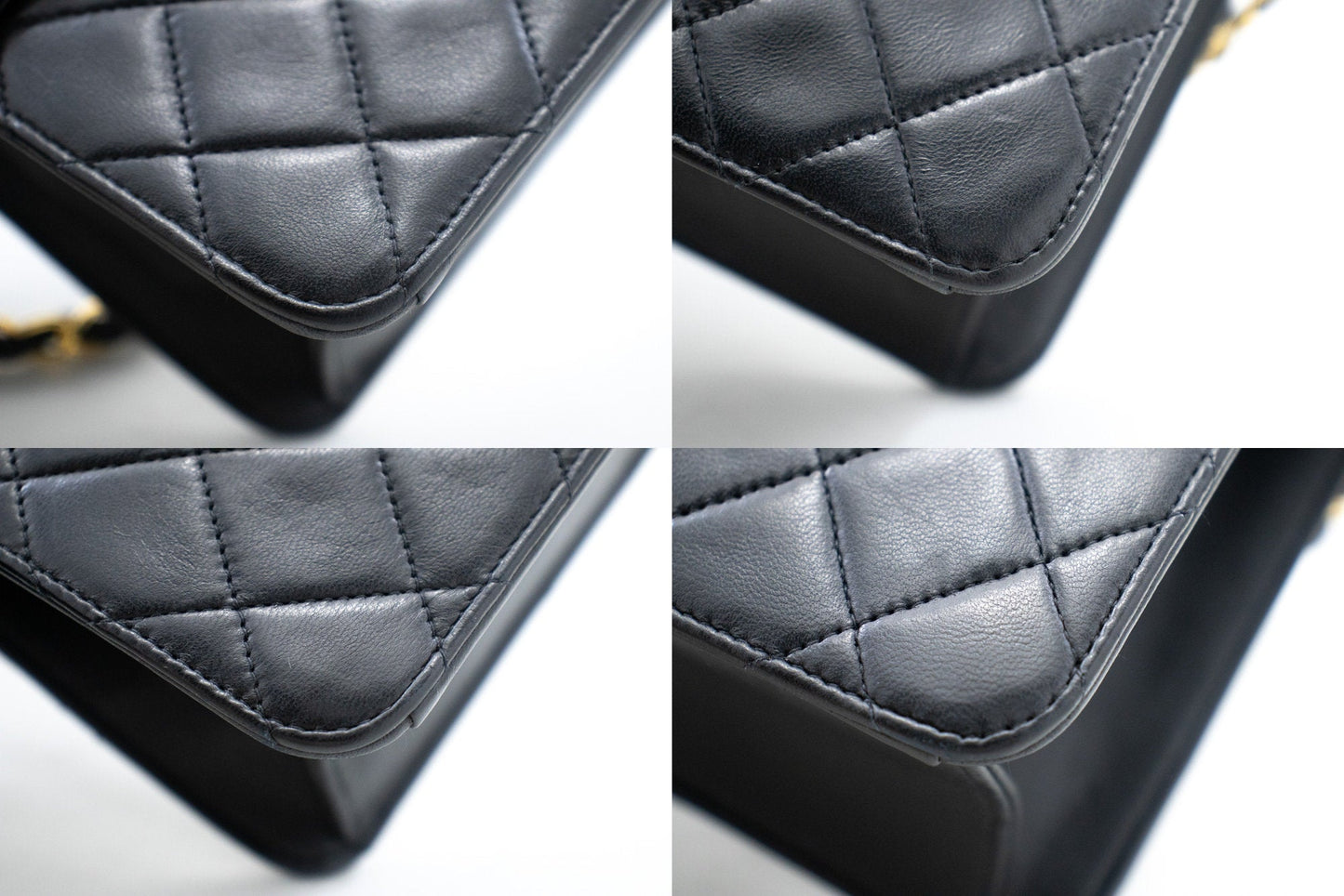 CHANEL Small Chain Shoulder Bag Clutch Black Quilted Flap Lambskin