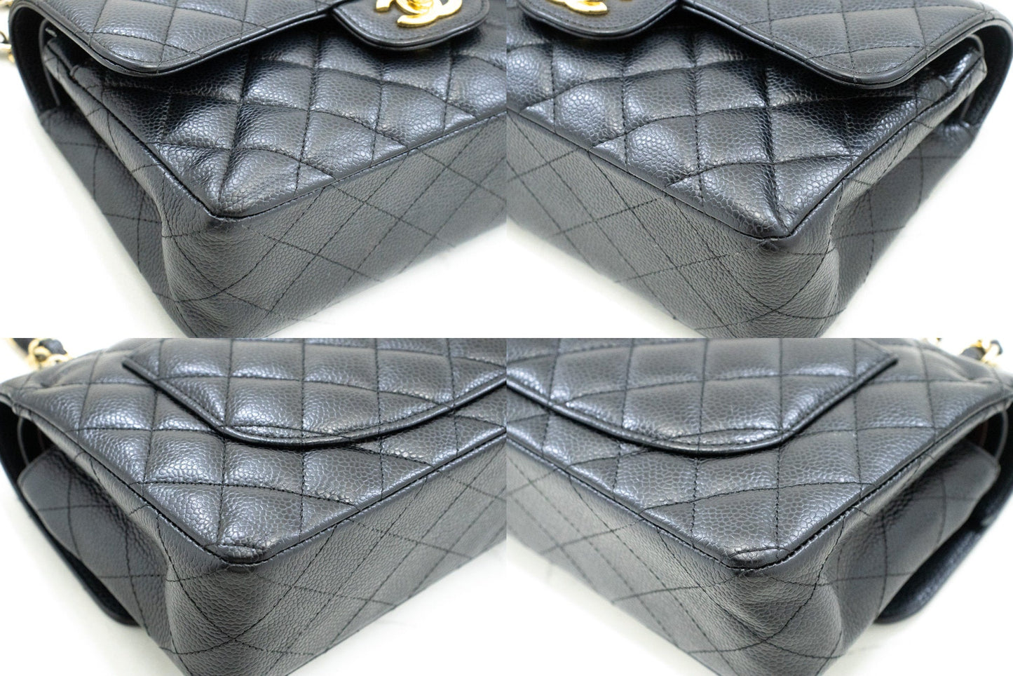 Top Quality Chanel Grained Calfskin Double New 9" Chain Shoulder Bag Black