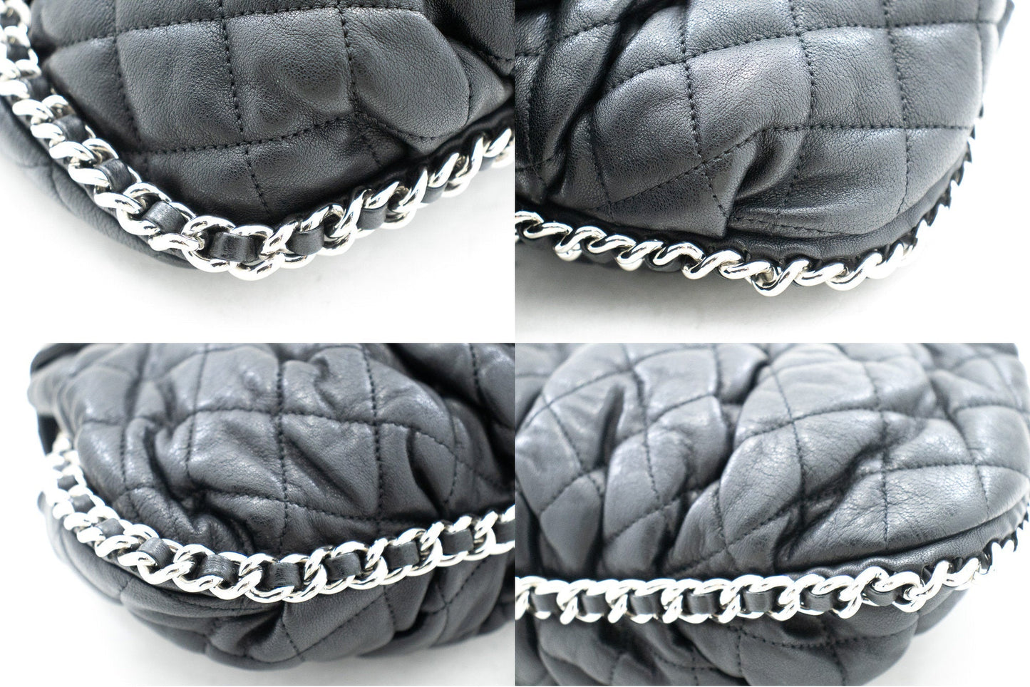 CHANEL Chain Around Shoulder Bag Crossbody Black Calfskin Leather