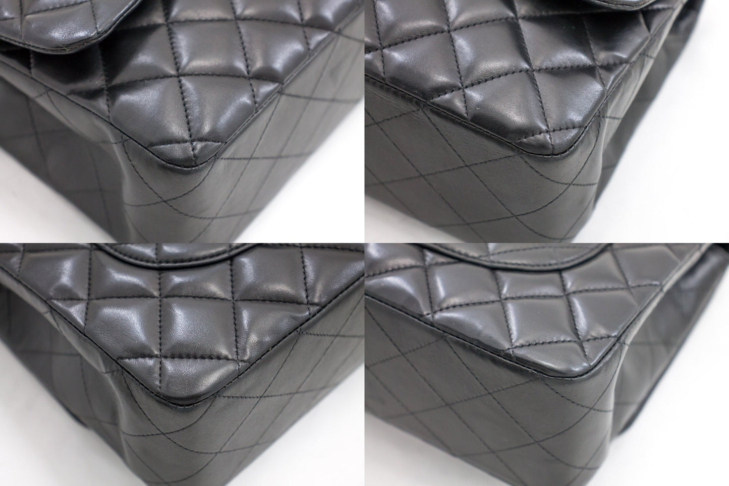 Top Quality Chanel Large Classic Handbag 11"Chain Shoulder Bag New Black Lamb