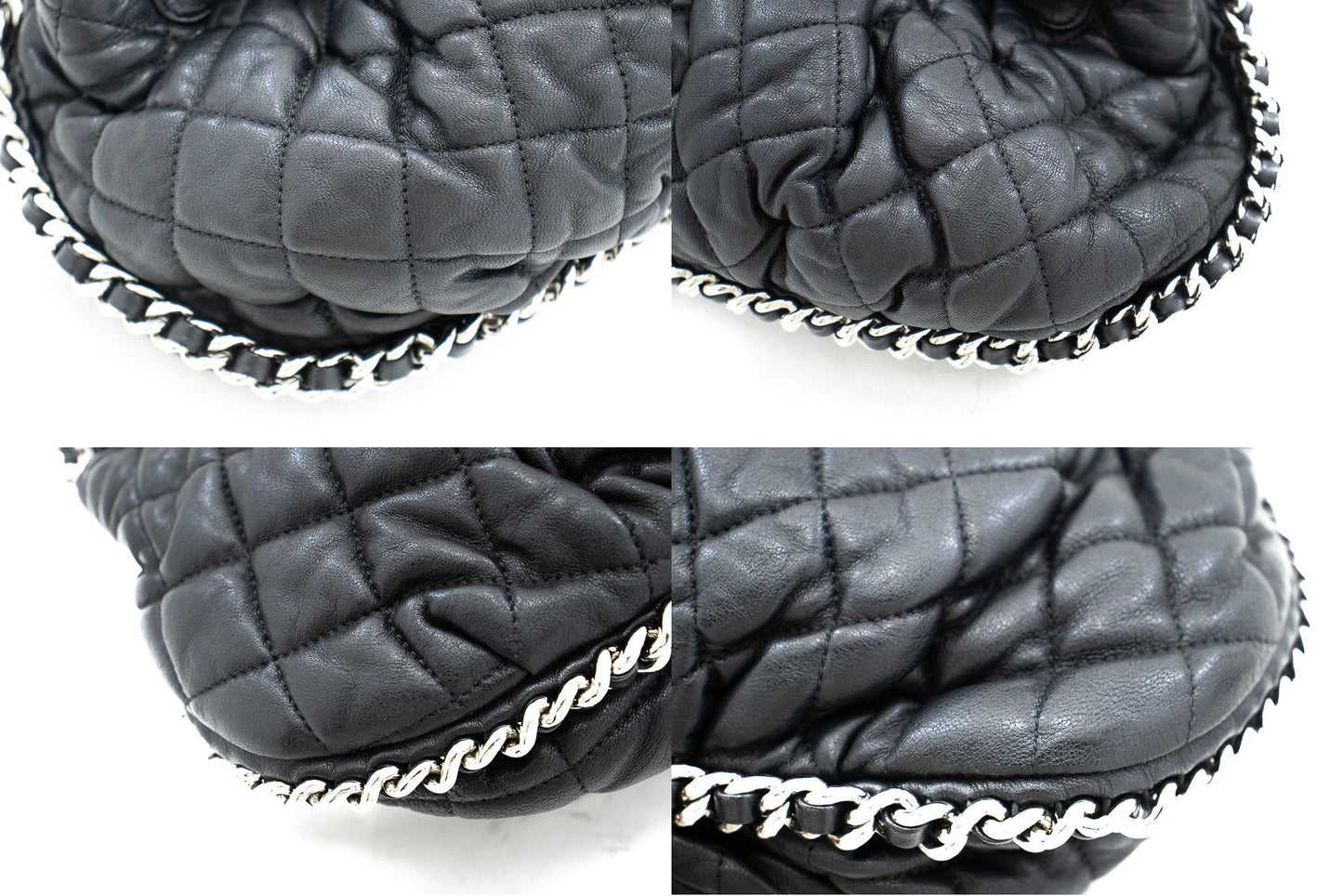 CHANEL Chain Around Shoulder Bag Crossbody Black Calfskin Leather