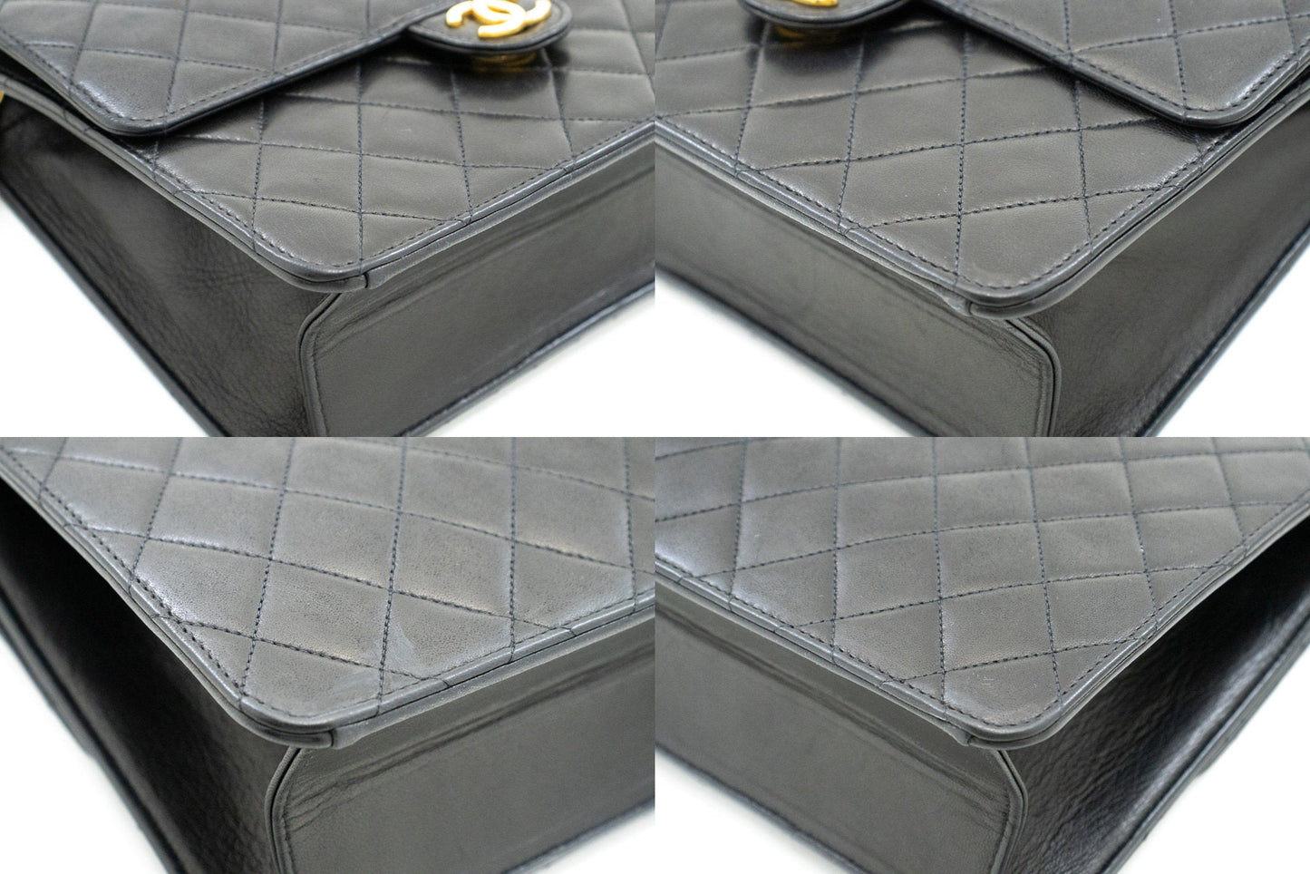 CHANEL Small Chain Shoulder Bag Clutch Black Quilted Flap Lambskin