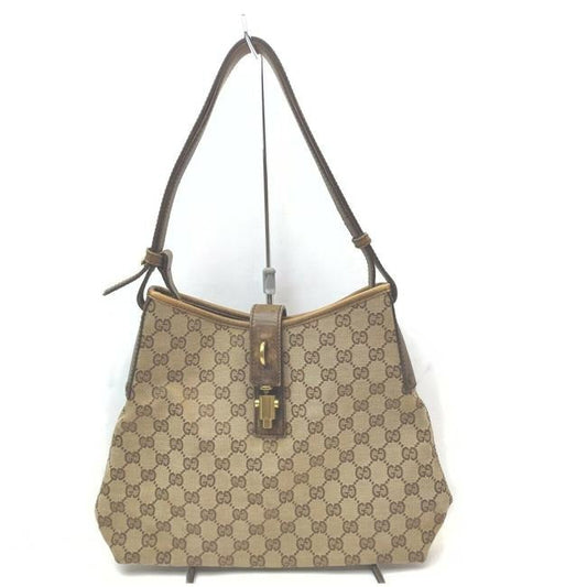 SOLD- Gucci Shoulder Bardot Guccissima Brown G Print Gold Leather And Canvas Hobo Bag