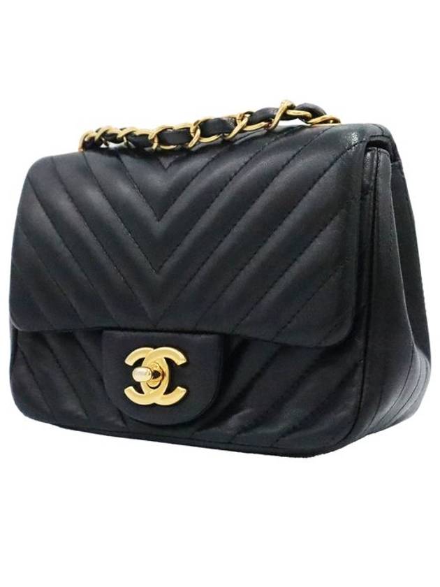 Women s Cross Bag Black Chanel A35200 Gold COCO Logo Lambskin Classic Chevron Petit Sac Mini Flap Chain Shoulder Chanel