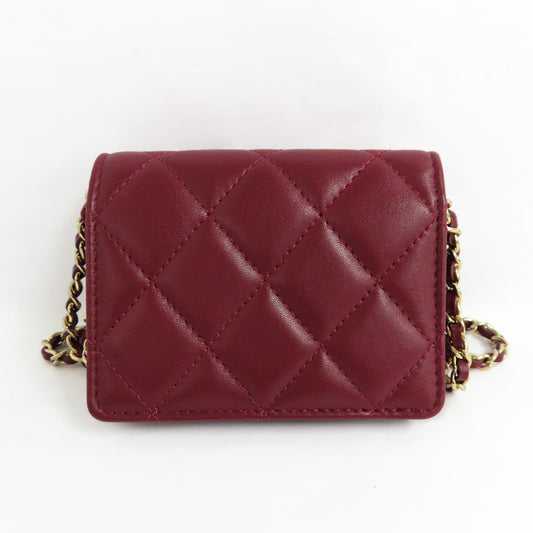 CHANEL Chanel Matrasse Mini Chain Wallet Chain Card Case Wine Red Bordeaux  G Gold  Coco Wallet Small