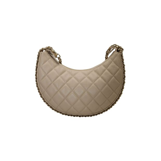 CHANEL Moon Small Hobo Bag in Beige Leather