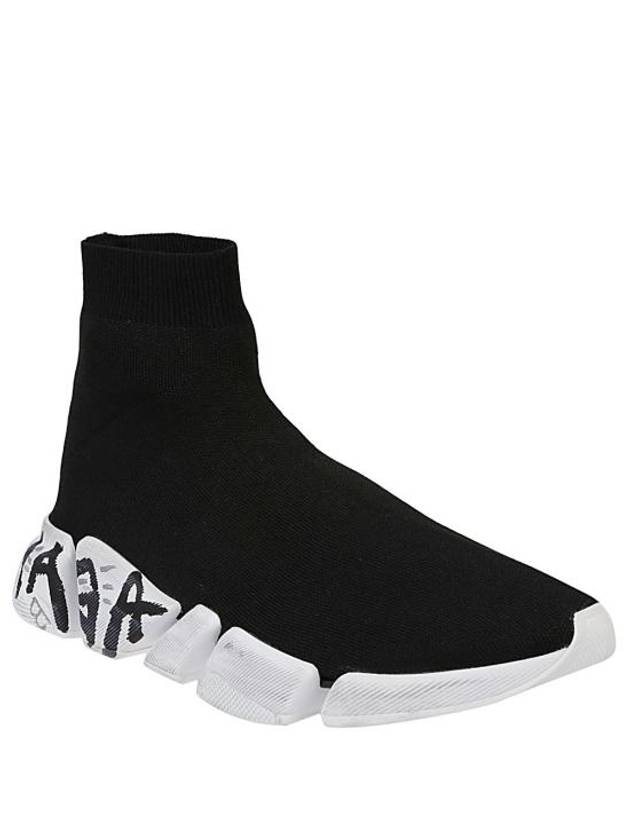 Luxury Balenciaga  Speed 2.0 Graffiti Knit High Top Sneakers Black