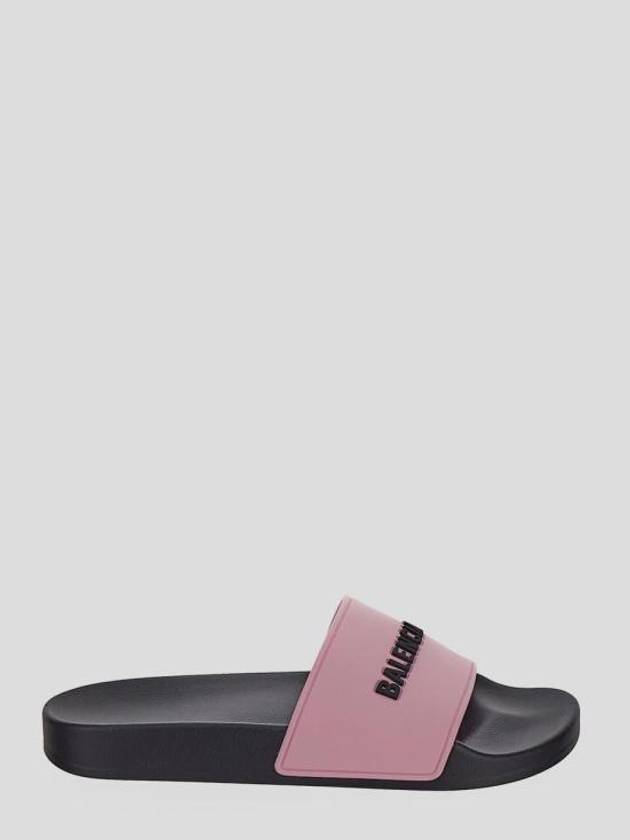 Luxury Balenciaga  Logo Pool Slippers Pink