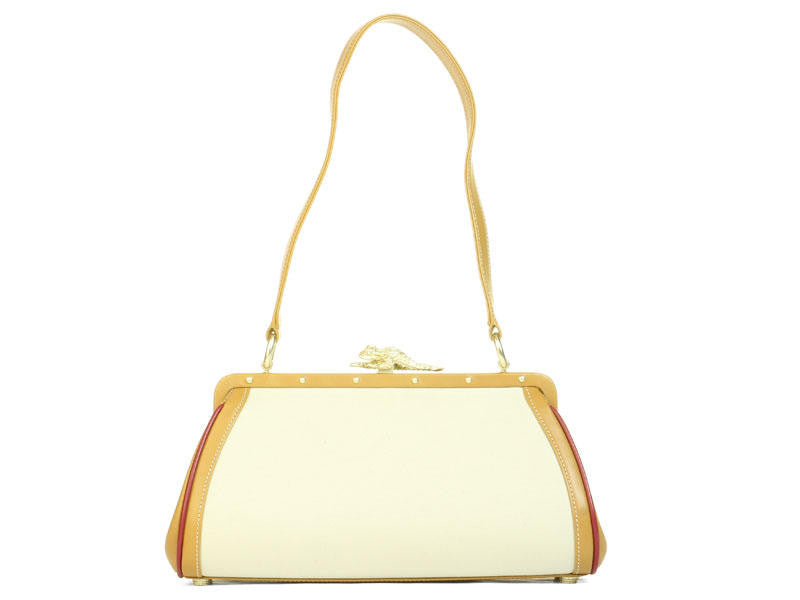 Kieselstein-Cord Small Cream Canvas Toad Bag