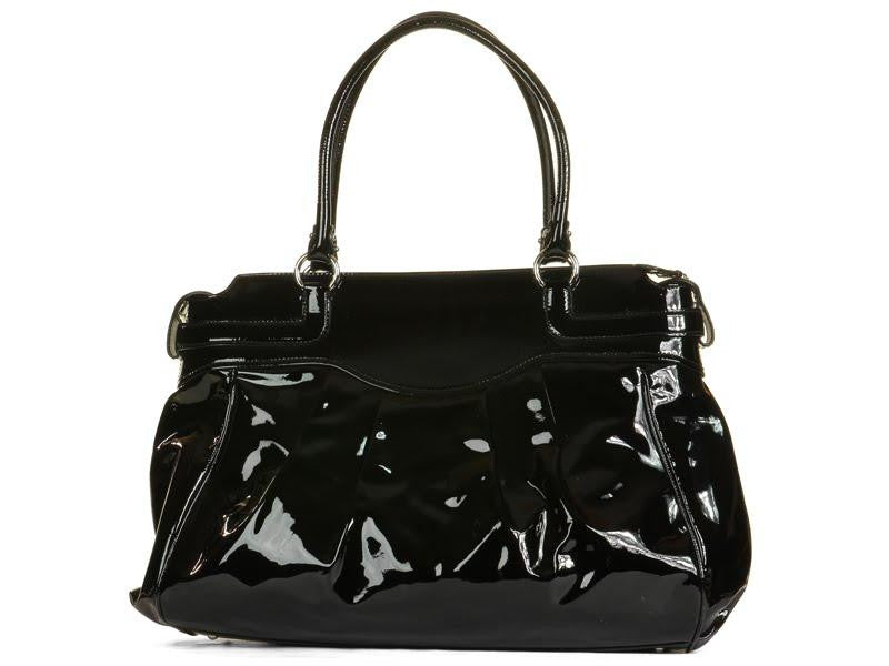 Ferragamo Black Patent Gathered Bag